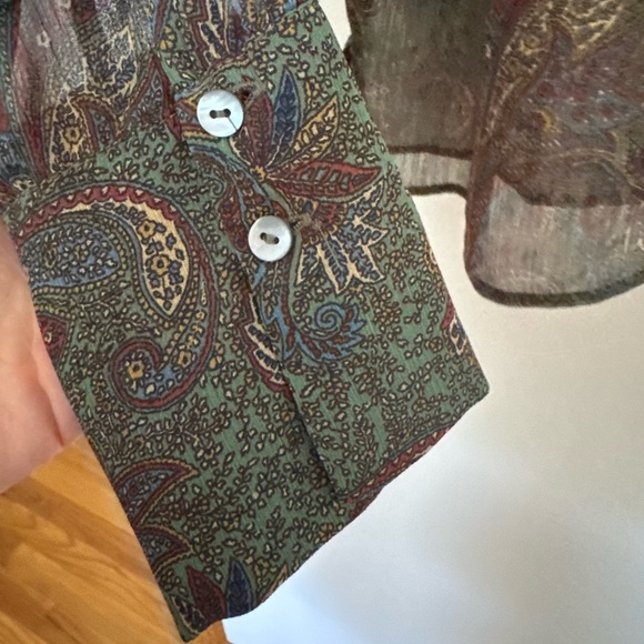 NWOT Mango - Paisley Print Blouse in Green/Brown - Size M - Picture 7 of 8